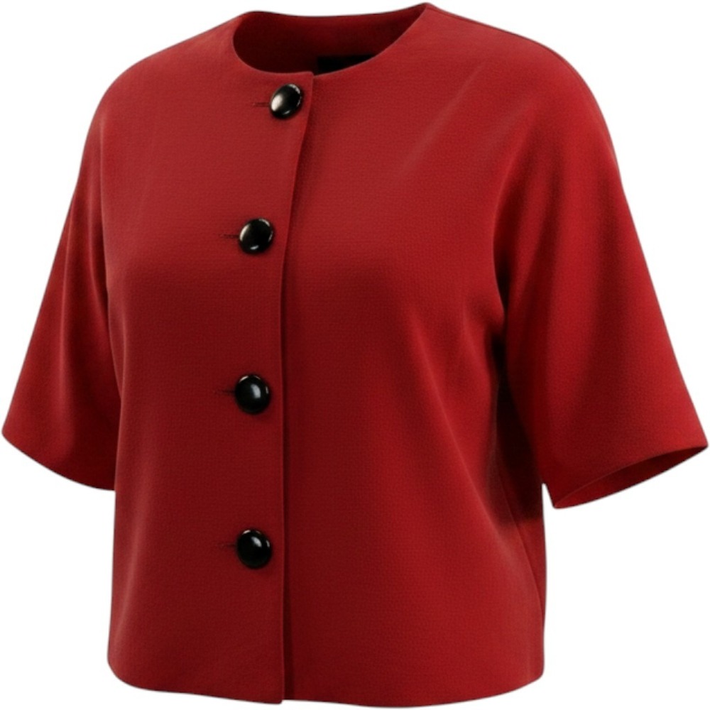 Michael Kors Red Cropped Blazer Jacket Petite Medium Button Career Office Women